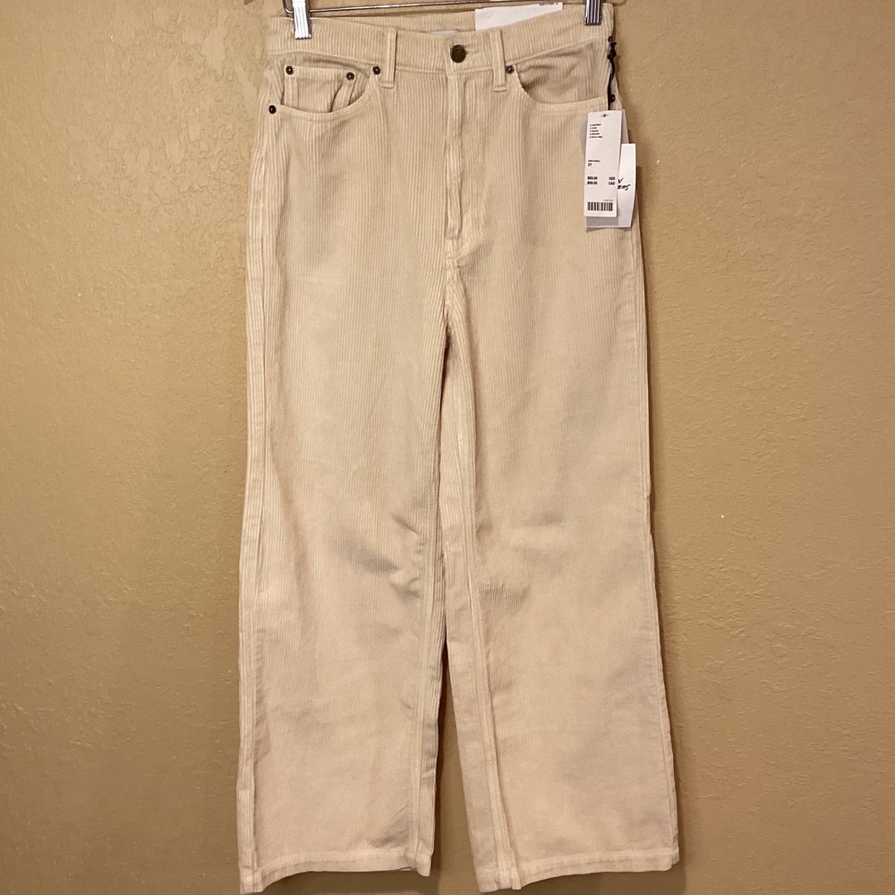 BDG High & Wide Corduroy Pant in Ivory, Size 27,‎ NWT